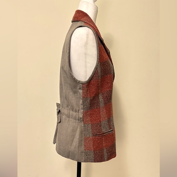 Philippe Adec Paris Earth Tones on Silk Wool 4 Button Front w Back Tie Vest 10 - Picture 10 of 15